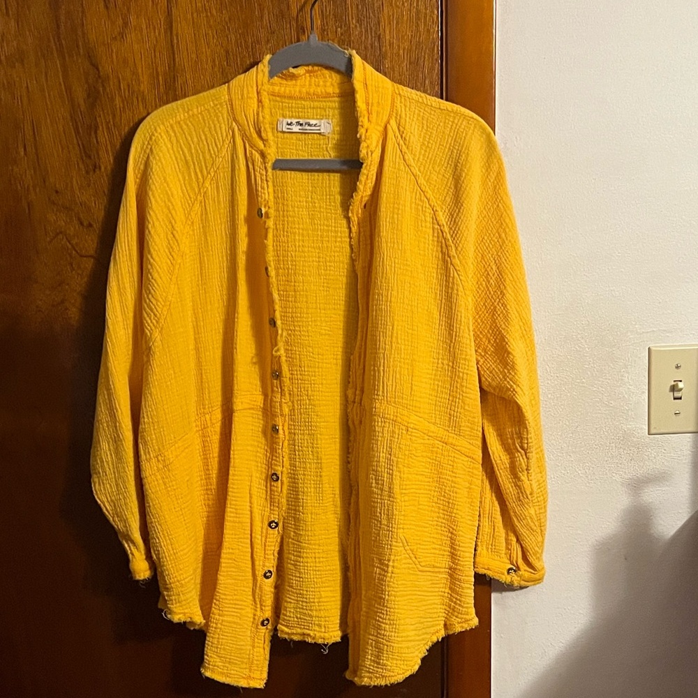 We The Free Mustard Textured Cardigan